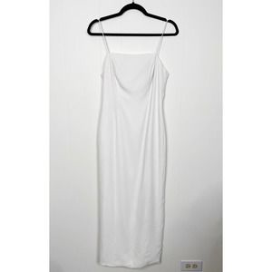 Fame and Partners Midi Slip Dress White US 6 Square Neck Bridal Bachelorette